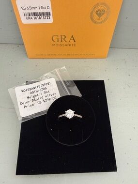 Retail $299 moissanate 1.0 ct in Solid sterling Silver ring - White 925